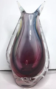 Murano Purple Hue Art Glass Cased Vase - Picture 1 of 12