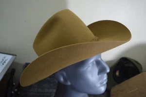 Vintage J. B. Stetson Co. 4X Beaver XXXX Cowboy Hat Size 7 1/4 Tan Brown - Picture 1 of 19