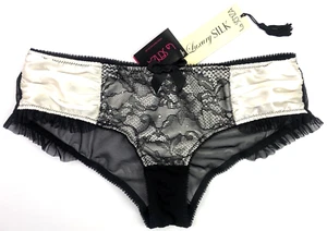 LA SENZA Luxury Silk Collection Knickers UK 10 Ivory / Black BNWT - Picture 1 of 4