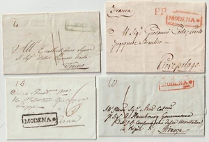 1808/34 4 x ITALY MODENA POSTMARKS 3 ENTIRE LETTERS & 1 WRAPPER 3 DIFF COLOURS - Picture 1 of 4