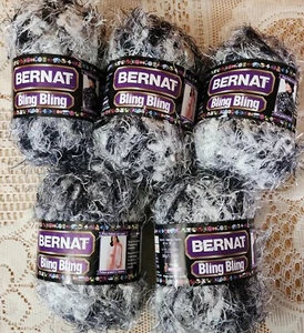 5 matassine Bernat Bling Bling filato NIGHT CLUB colore nero grigio bianco 65040 - Foto 1 di 4