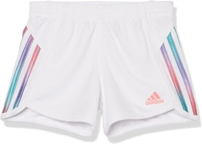 Pantalón Corto Adidas Niñas 3 Rayas Malla - Blanco/Pastel Foto 1 de 3