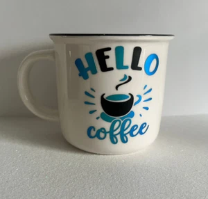 Coffee Theme~  Hello Coffee Custom Pastel White/Cream Ceramic Mug Cup - Imagen 1 de 3