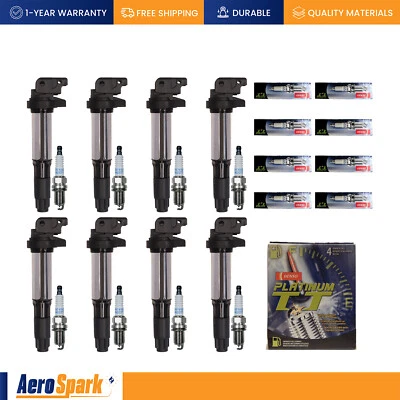 8 катушек зажигания и 8 платиновых свечей зажигания Denso для BMW 325i 650i 750i X5 UF522 - Изображение 1 из 4