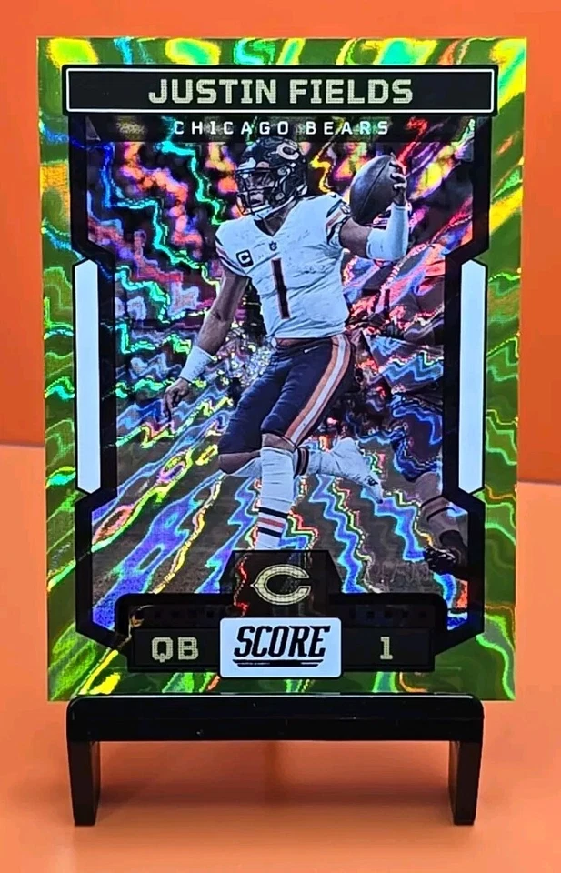 🔵🐻🟠 2023 SCORE JUSTIN FIELDS #99 ELECTRIC PARALLEL 74/99 BEARS 🟠🐻🔵 - Image 1 of 3