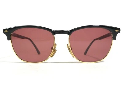 Vintage Vogue Sunglasses ANDREW W44 Black Gold Square with Red Lenses 54-20-135 - Image 1 of 4