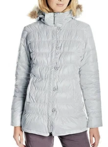 Parka bianco Sierra donna giacca Sant'Elena blu ghiaccio imbottito aderente GRANDE $150 - Foto 1 di 10