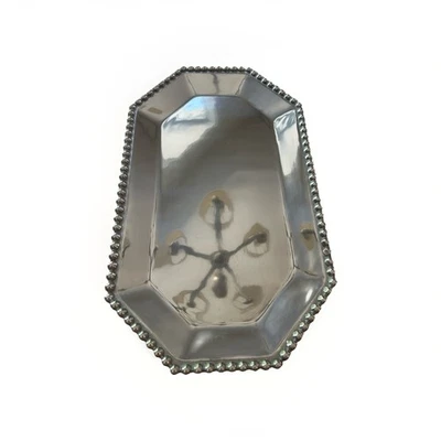Bandeja para servir Mariposa Brillante octogonal con cuentas perlas tono plata 15x9 Foto 1 de 4