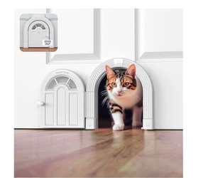 Puerta interior Purrfect Portal Cat - sin solapa - gatos de hasta 20 libras de altura / blanca - Imagen 1 de 10