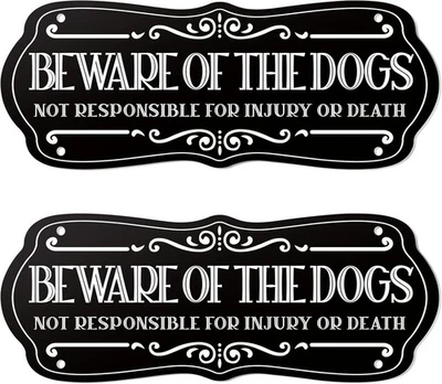Moxweyeni 2 Pieces Dog Sign for Fence Beware of Warning Signs Metal black  - Image 1 of 4