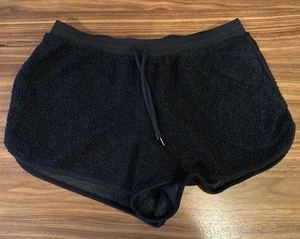 Victoria’s Secret schwarze Plüsch-Fleece-Shorts großer Kordelzug Lounge Schlaf flauschig - Bild 1 von 14