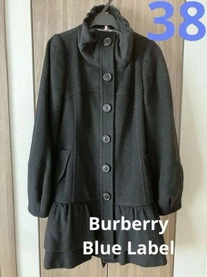 Burberry Blue Label Long Coat Black Angora With Belt For Women Size 38/US:S Auth - Image 1 of 4