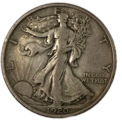 1920-P Walking Liberty Silver Half Dollar Extremely Fine XF+ - Image 1 of 2