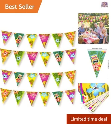 Paquete de 4 banderines hawaianos decoración fiesta tropical 12 metros Foto 1 de 4