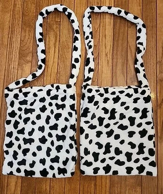 Lot Of 2 Plush Fluffy Black & White Cow Print Cross Body Bags New Unbranded  - Image 1 of 4