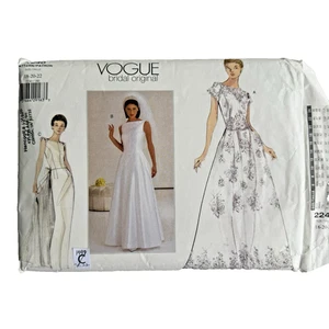 Vtg 90s Vogue Sewing Pattern 2240 Bridal Gown Dress Wedding Formal PLUS Sz 18-22 - Picture 1 of 4