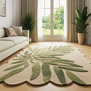Modern leaf rug | Wool Area Rug | Bedroom - Living Room Rug | Designer Rug . - Bild 1 von 5