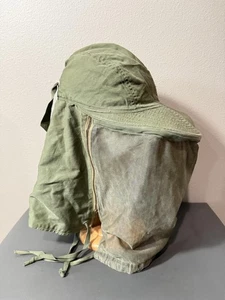Vintage US Army Hat Cap Fitted Mens Medium Reversible Mosquito Net Military 60s - Picture 1 of 13