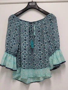 Penelope Project Womens Sheer Top Medium Boho Peasant Festival Tassel Front - Picture 1 of 15