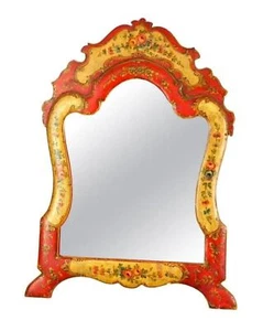 Espejo tocador trasero caballete plegable decorado con pintura estilo italiano antiguo vintage - Imagen 1 de 10