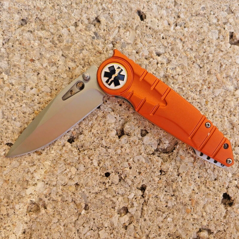 Cuchillo de Rescate Asistido por Resorte EMS Paramédico 8" - Navaja de Bolsillo de Combate Táctico EDC Foto 1 de 4