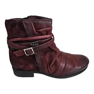 Miz Mooz Scarborough Women's 9-9.5 Wide EU 40 Merlot Leather Ankle Boots - Picture 1 of 9