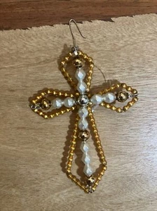 Christbaumschmuck Gablonz -Kreuz Goldbronze - Bild 1 von 2