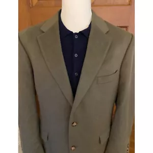 Bill Blass 100% Camel Hair Sport Coat Men 44R Moss Two-Button Jacket Blazer - Picture 1 of 17