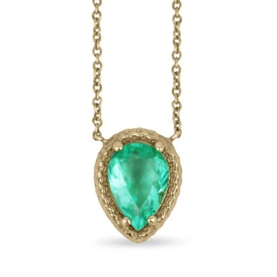 1.46 克拉哥伦比亚翡翠单颗时尚蛇蛇项链 14K — 第 1/4 张图片