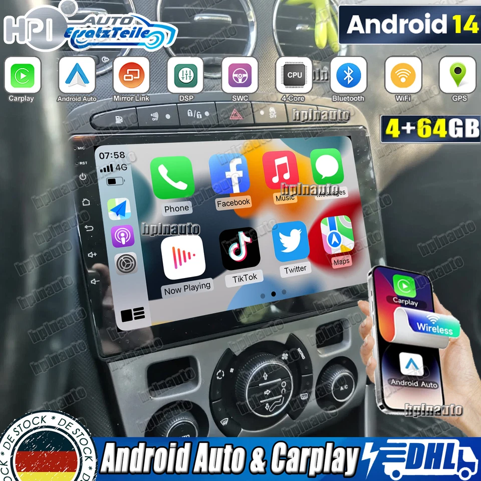 DAB+ 64G Android14 Autoradio GPS Navi WiFi SWC Für Peugeot 308 408 RCZ 2007-2015 - Bild 1 von 4