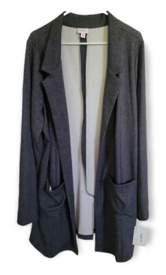 Blazer Lularoe Heathered Denim Look 3XL Gwen 3X Cinza? Azul? Uau!! NOVO! - Imagem 1 de 4