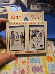 Bridge Set Playing Cards Vintage Sealed Kent Hoyle Double Deck Norman Rockwell print - Bild 1 von 5