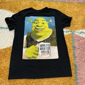 DreamWorks Shrek World's Greatest Farter Father T-Shirt M Black Cotton/Polyester - Picture 1 of 11