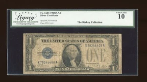DBR 1928-A $1 Silver Funnyback Fr. 1601 KA Block Legacy 10 Serial K79344408A - Picture 1 of 2