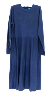 Blue Illusion Fine Merino Wool Midi Dress - Size M - Picture 1 of 3