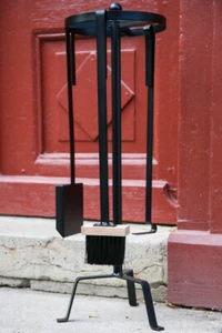 Kaminbesteck schwarz 4tlg m. Besen, Schaufel, Schürhaken H 72cm kaminholzbesteck - Bild 1 von 8