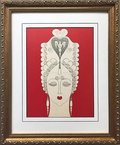 Erte "Amoureuse" Newly CUSTOM FRAMED Print Art Deco Design Fancy Classic Decor - Picture 1 of 3