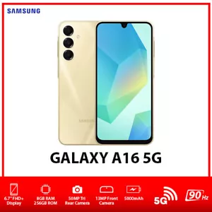 NEW Samsung Galaxy A16 5G Dual SIM Unlocked Android Smartphone – Gold/8GB+256GB - Picture 1 of 6