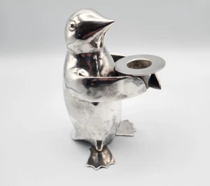 Restoration Hardware Penguin Candleholder Figurine Silver Plated - Picture 1 of 15