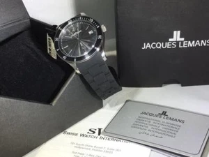 Jacques Lemans Unisex Rome Sports Wrist Watch 1-1622A with Black Silicone Strap - Picture 1 of 11