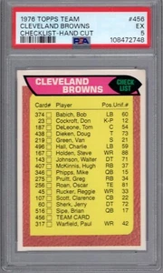 1976 Topps #456 CLEVELAND BROWNS Team CHECKLIST Hand Cut PSA 5 EX Rare POP 1 - Picture 1 of 2