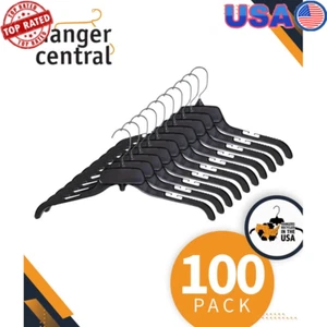 Heavy Duty Plastic Shirt Hangers 19in 100 Pack w/ Metal Swivel Hook Durable US - Picture 1 of 7