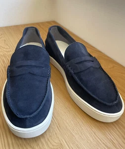 SANTONI mens blue suede shoes / loafers / moccasins / Made in Italy / 10US-43EU - Picture 1 of 6