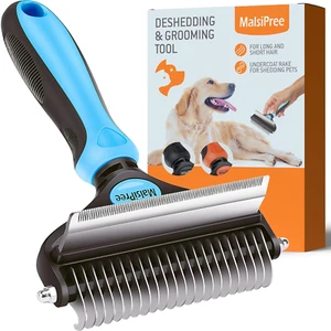Dog Grooming Brush for Shedding - 2 in 1 Deshedding Tool and Undercoat Rake for - Picture 1 of 12