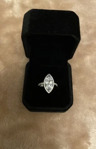 Womens NEW W/BOX Swarovski Sterling Silver Marquis Cut Halo Ring 4 Ct Size 6 - Picture 1 of 9