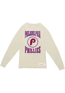 Philadelphia Phillies Long Sleeve T Mitchell & Ness Cream XL New w/Tag NICE MLB - Imagen 1 de 6
