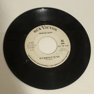 Skeeter Davis Is It Worth It To You Record 45 Vinyl RCA Records - Imagen 1 de 2