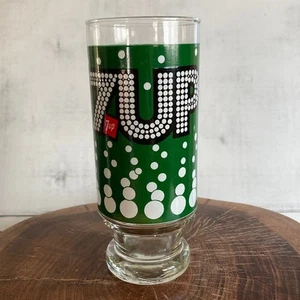 Vintage 70s 7UP Glass Pedestal Footed Highball Bubbles Soda Retro - Picture 1 of 8