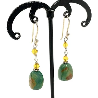 Sterling Silver Silpada Retired Turquoise & Yellow AB Crystal Earrings, 6.15g - Image 1 of 4