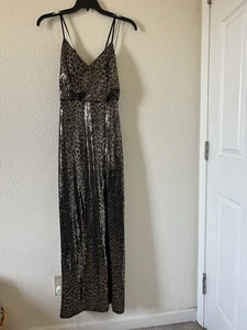 Aidan Sparkling Gold Cheetah Print Long Maxi Formal Dress Women’s 6 Prom Party - Picture 1 of 12